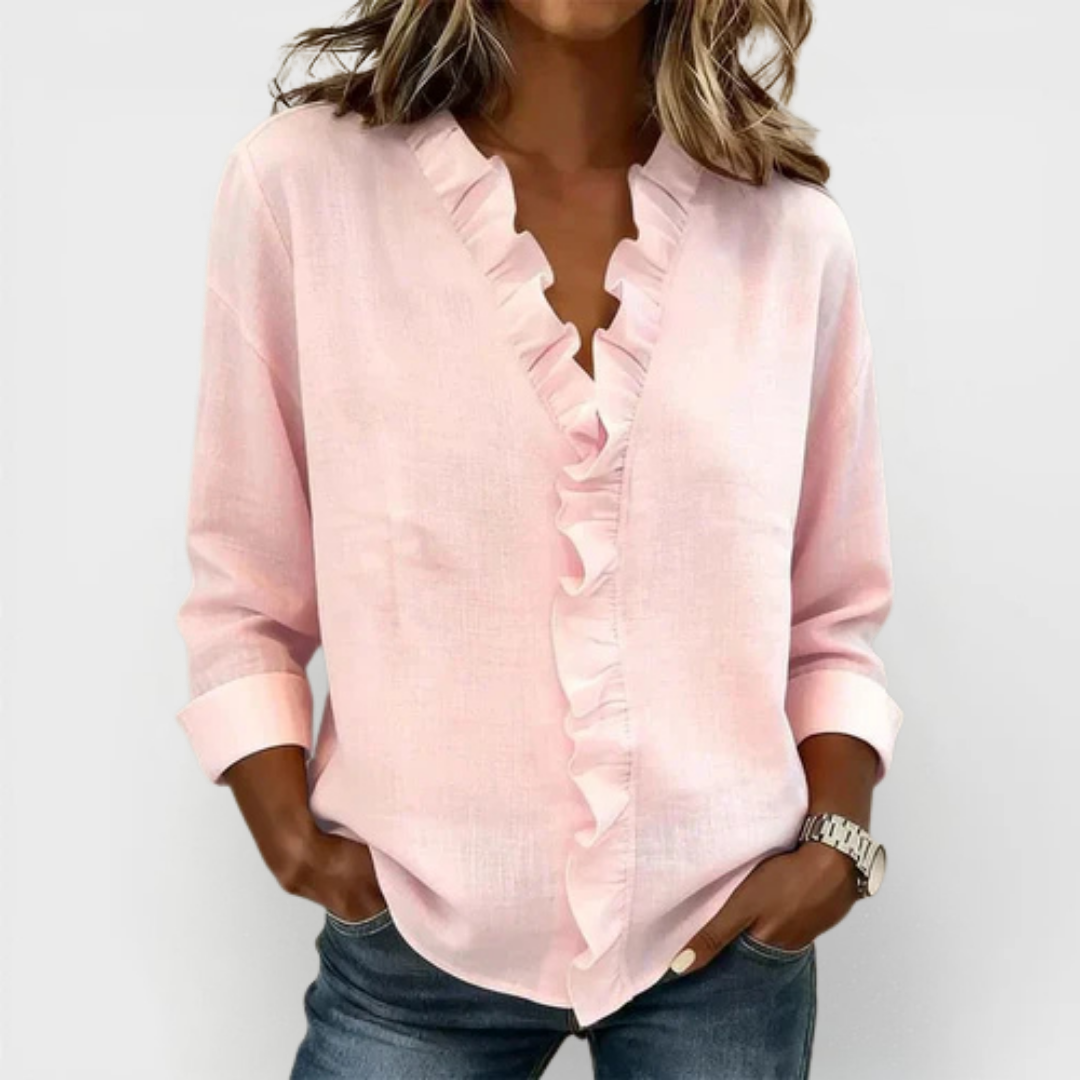 Lenora™ | Soft Ruffle Neckline Blouse