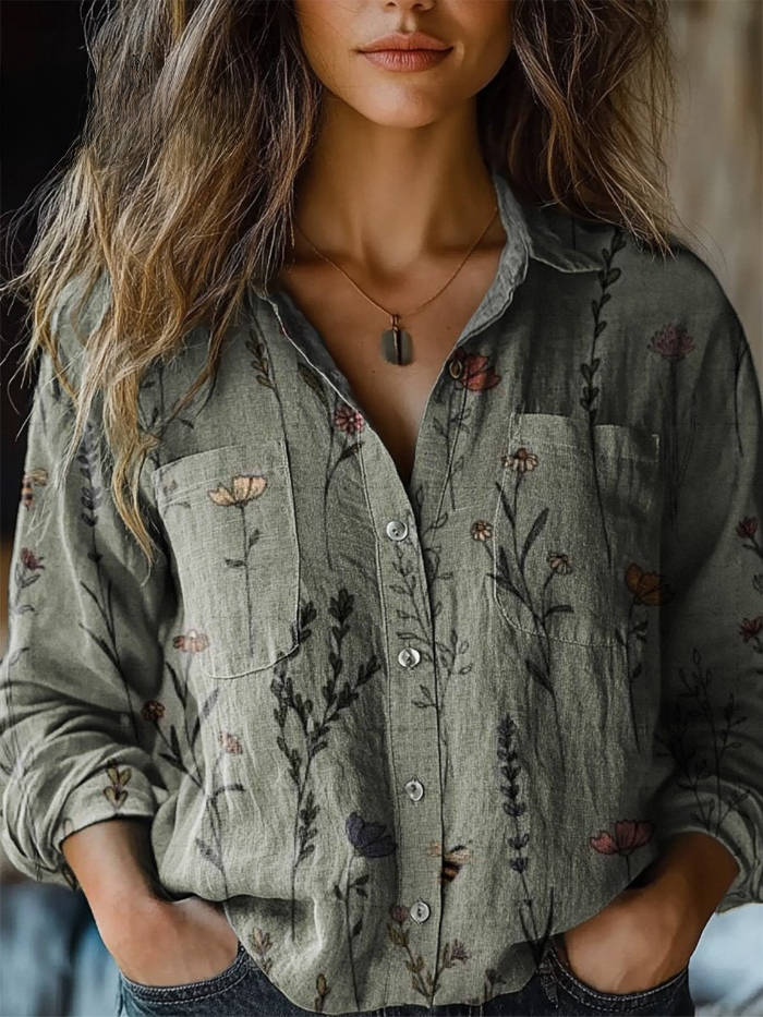 Tyra™ | Woodland Meadow Relaxed Button-Down Blouse