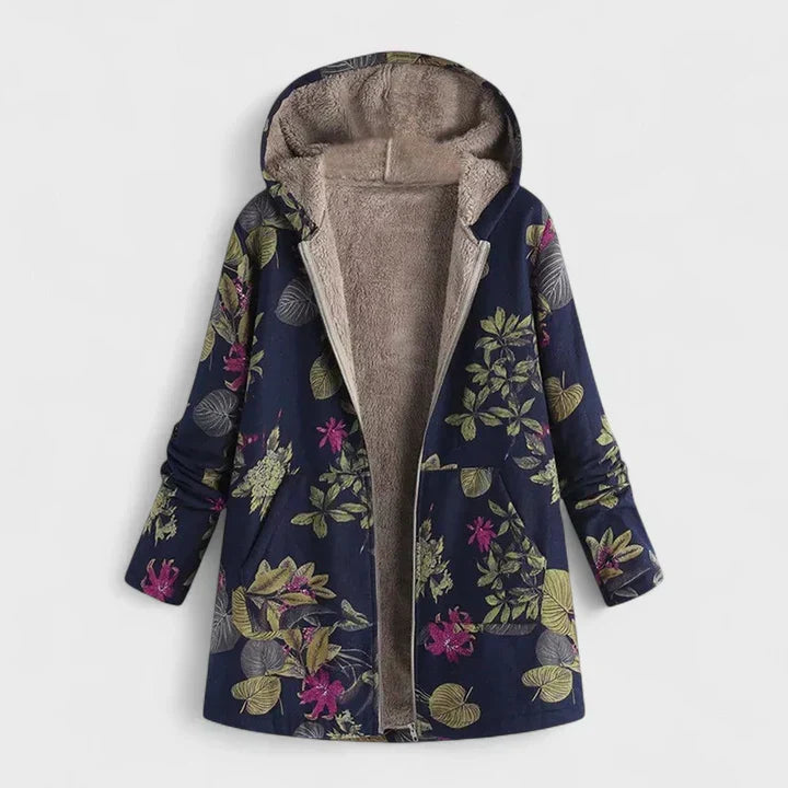 Alisha™ | Floral Garden Cozy Hooded Longline Jacket