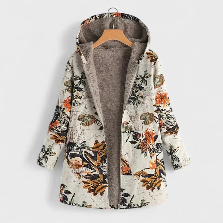 Alisha™ | Floral Garden Cozy Hooded Longline Jacket