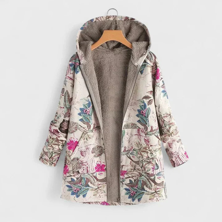 Alisha™ | Floral Garden Cozy Hooded Longline Jacket