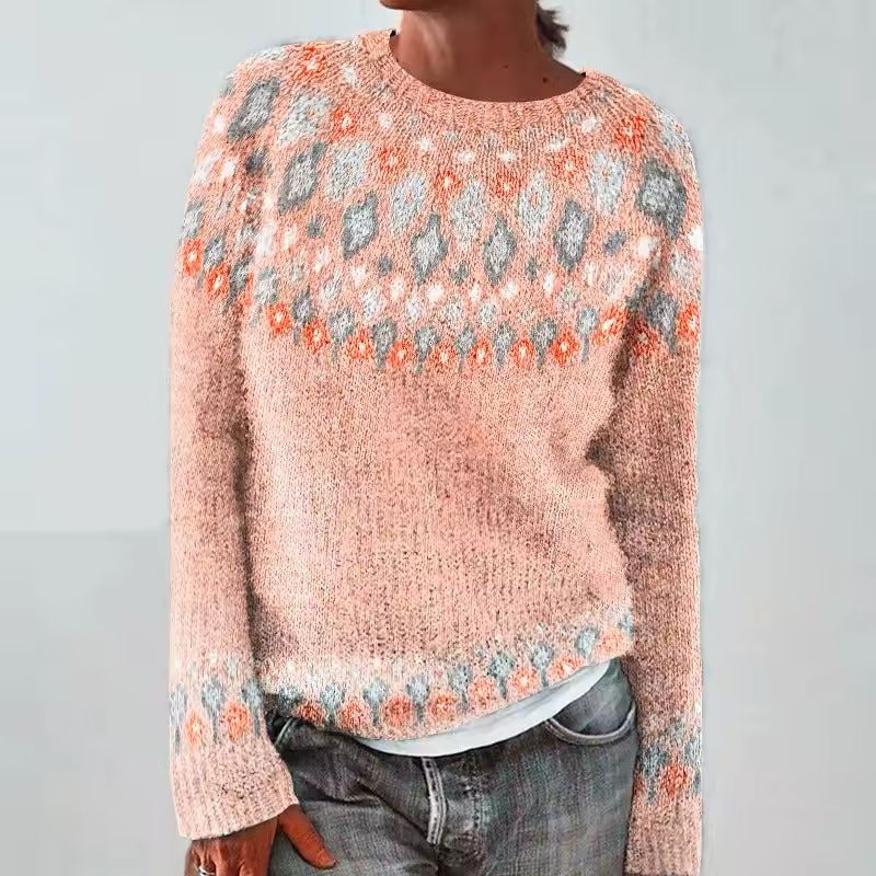 Olivia™ | Blush Nordic Fair Isle Winter Sweater
