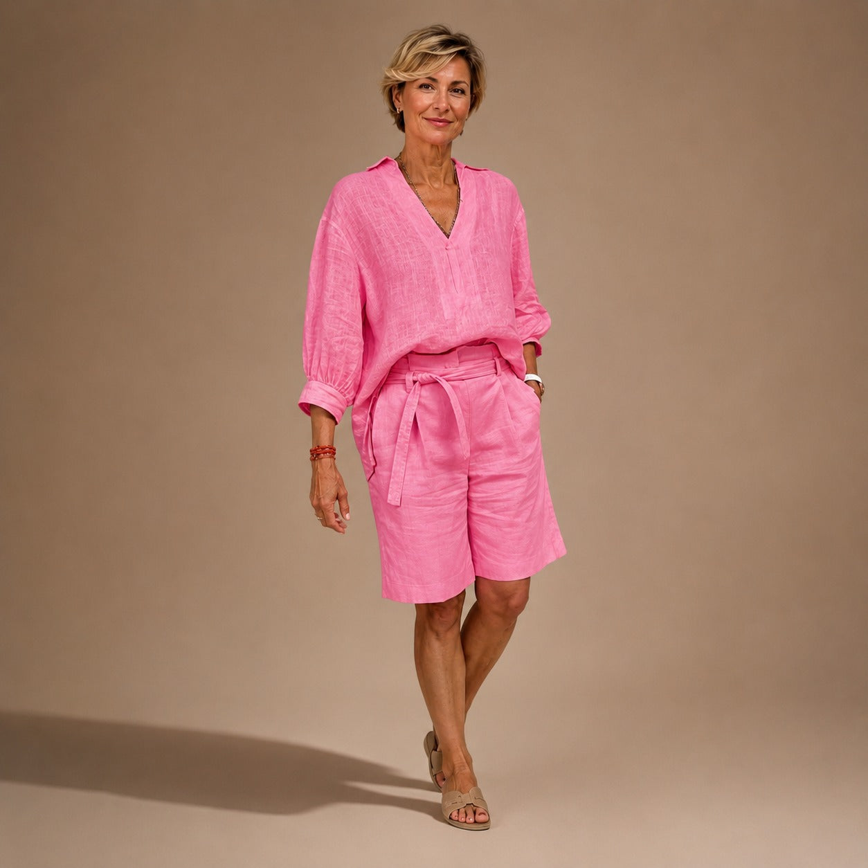 Sloane™ | Relaxed Linen Shirt & Drawstring Short Set