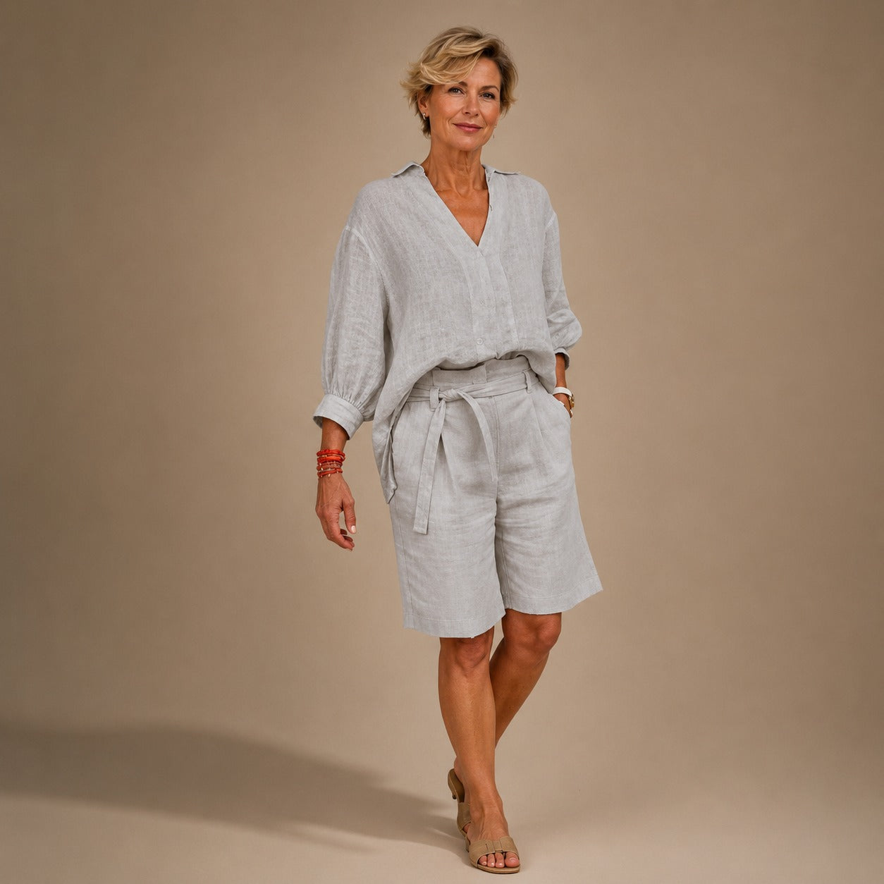 Sloane™ | Relaxed Linen Shirt & Drawstring Short Set