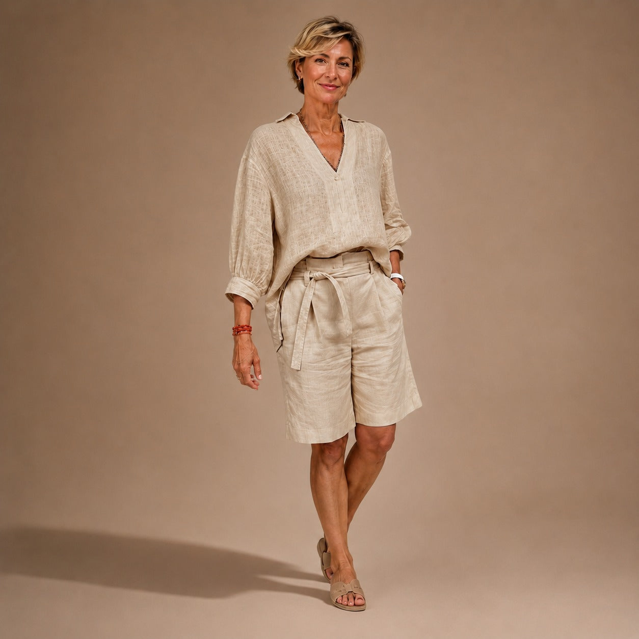Sloane™ | Relaxed Linen Shirt & Drawstring Short Set