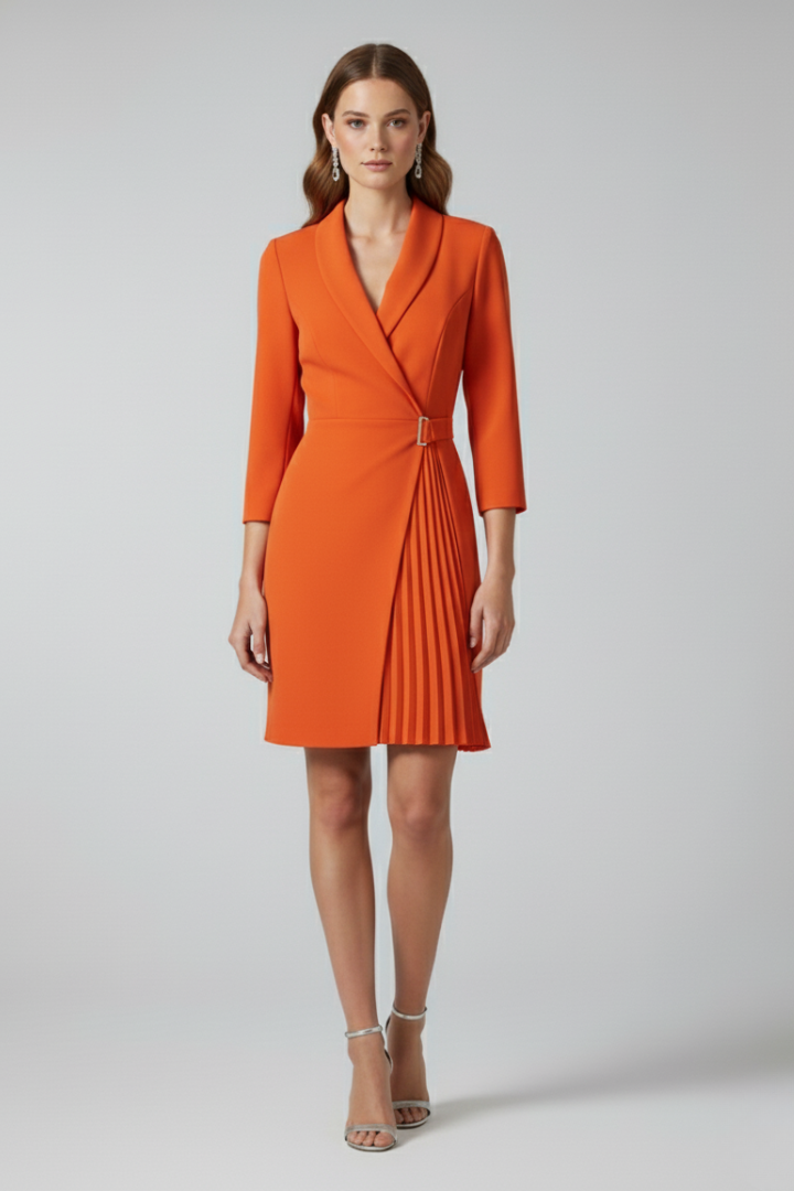 Valentina™ | Elegant Pleated Wrap Blazer Dress