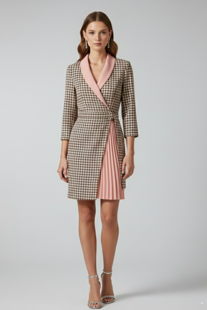 Valentina™ | Elegant Pleated Wrap Blazer Dress