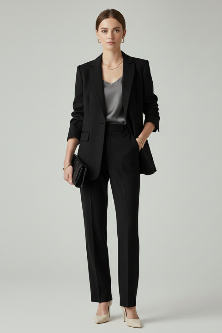 Evangeline™ | Elegant Tailored Blazer & Straight-Leg Trouser Set
