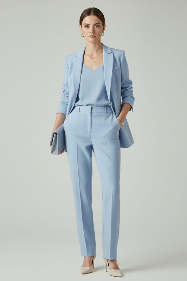 Evangeline™ | Elegant Tailored Blazer & Straight-Leg Trouser Set
