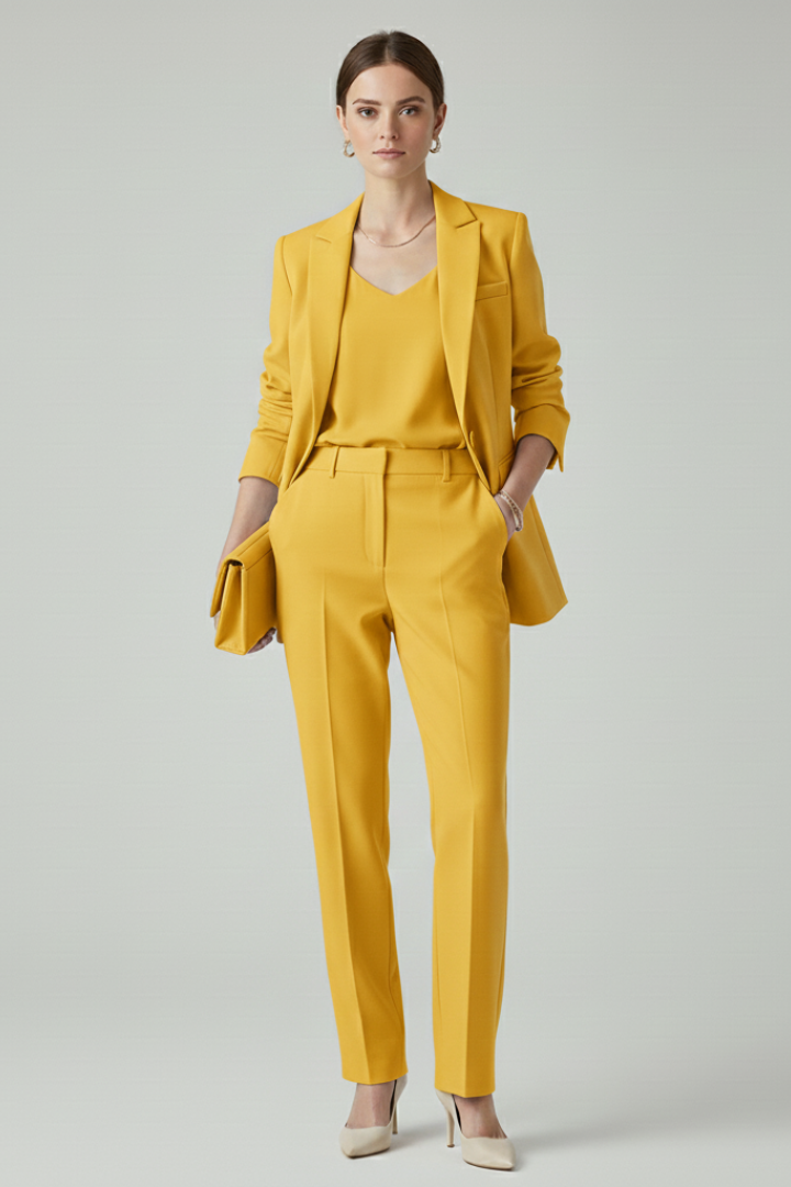 Evangeline™ | Elegant Tailored Blazer & Straight-Leg Trouser Set