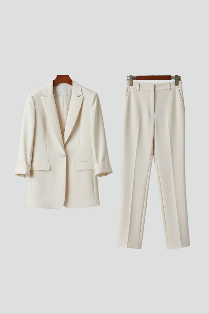 Evangeline™ | Elegant Tailored Blazer & Straight-Leg Trouser Set