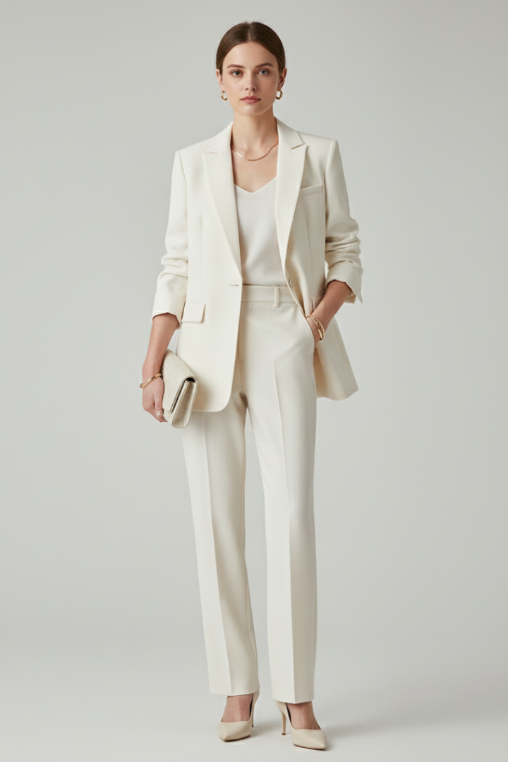 Evangeline™ | Elegant Tailored Blazer & Straight-Leg Trouser Set