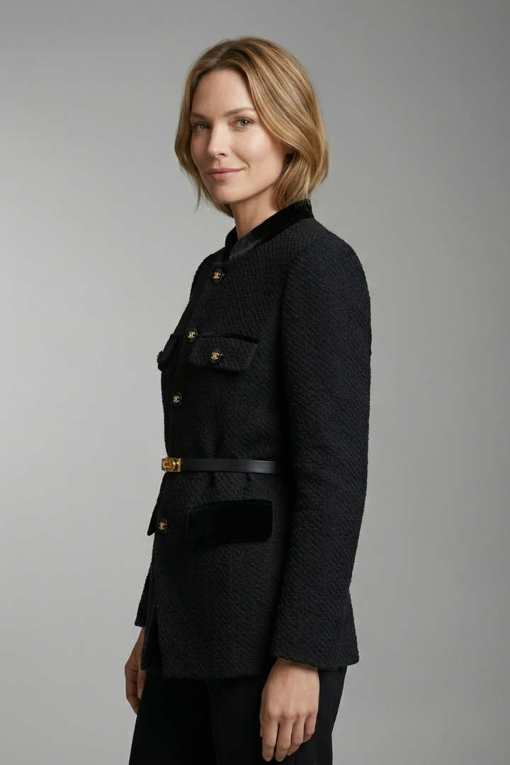 Lucienna™ | Elegant Belted Stand-Collar Blazer