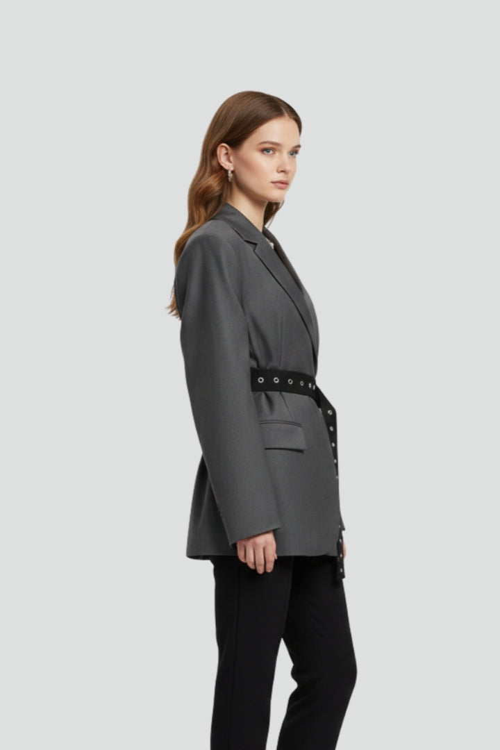 Valerie™ | Elegant Belted Notched-Lapel Blazer