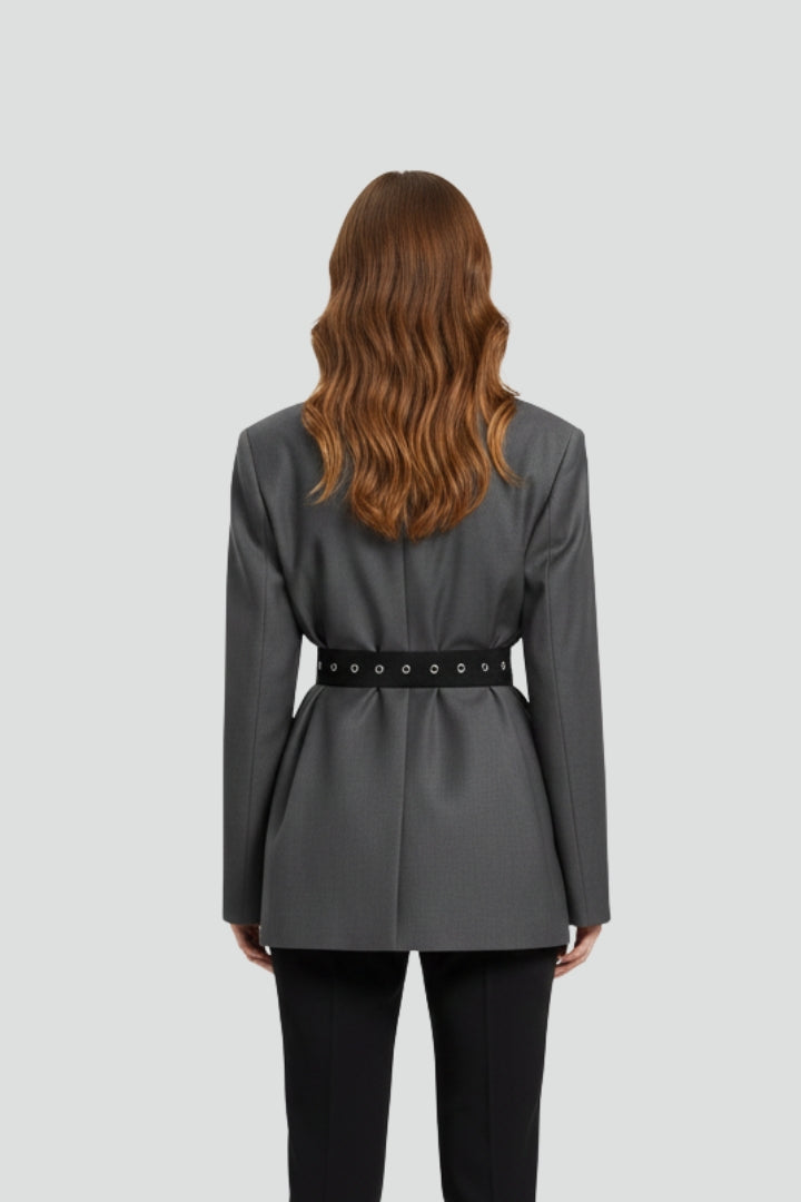 Valerie™ | Elegant Belted Notched-Lapel Blazer