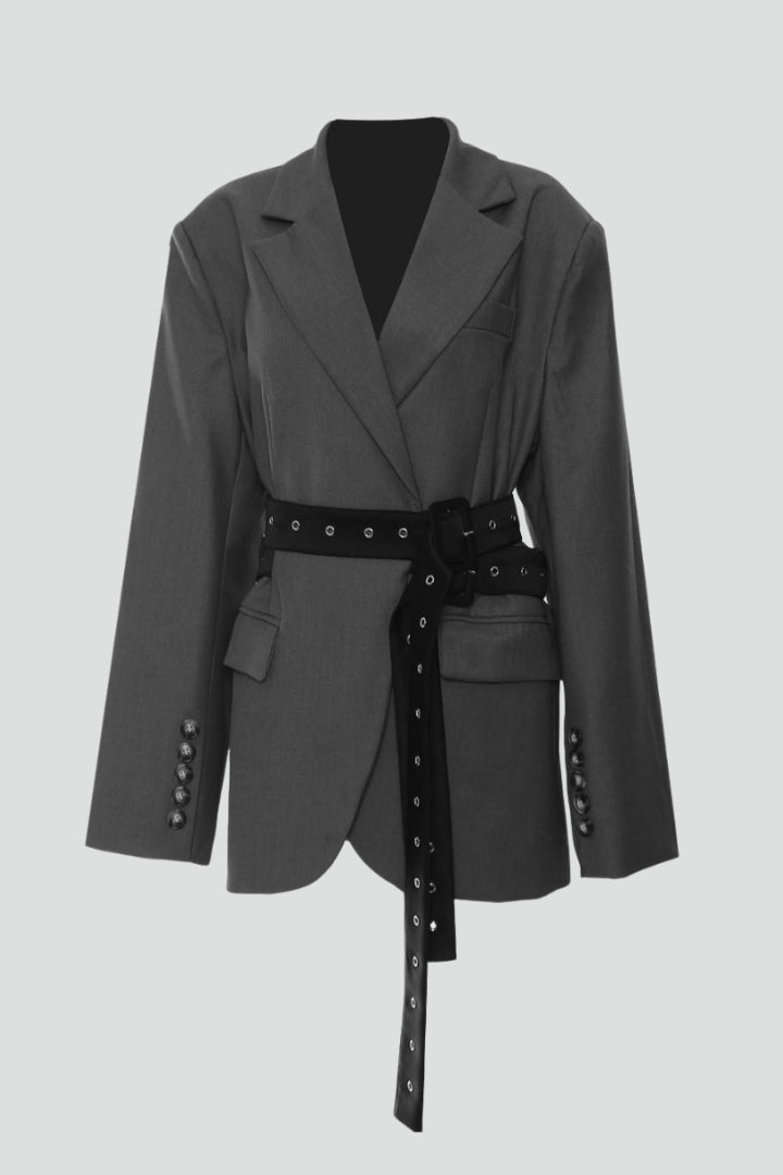 Valerie™ | Elegant Belted Notched-Lapel Blazer