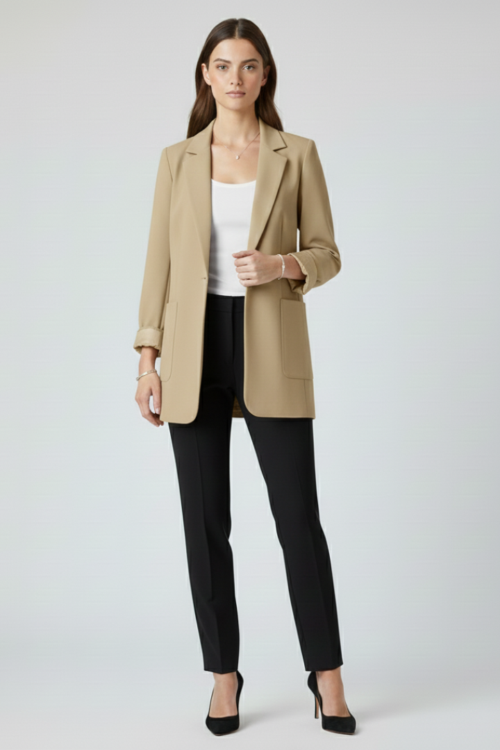 Adelina™ | Elegant Open-Front Longline Blazer