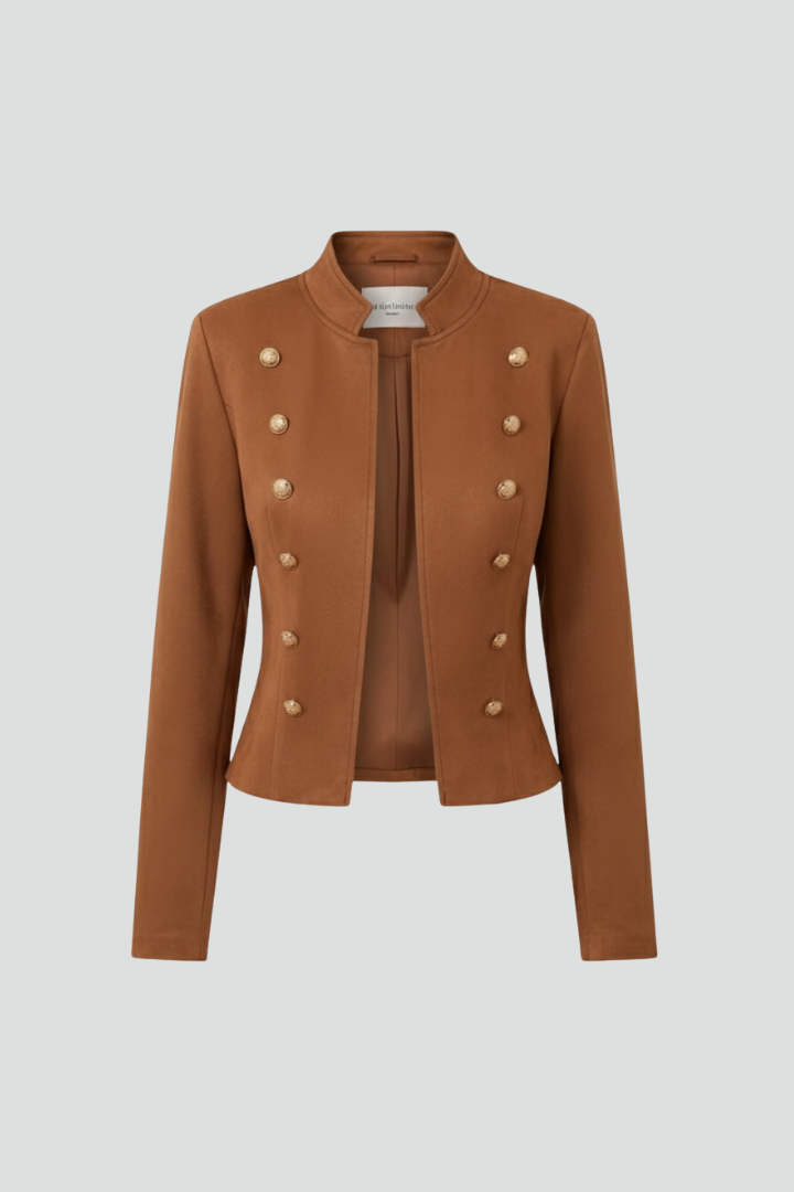 Marcella™ | Elegant Stand-Collar Button-Detail Blazer