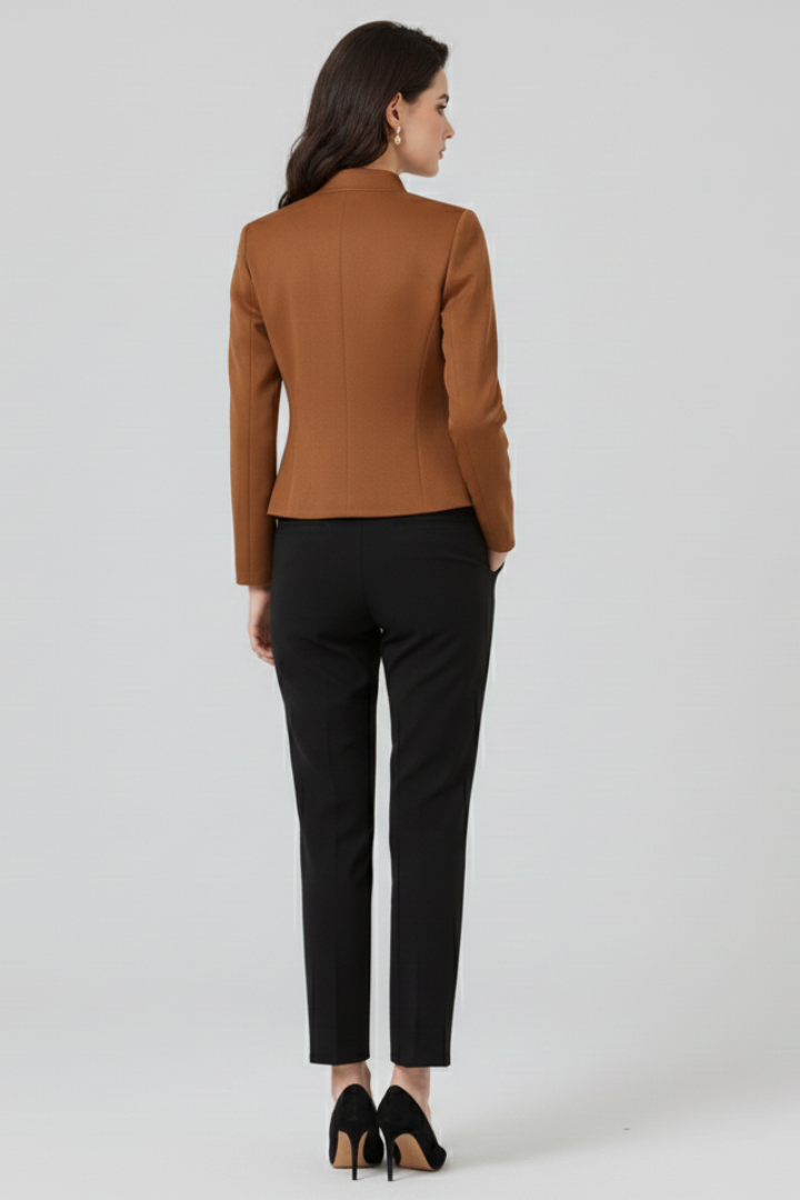 Marcella™ | Elegant Stand-Collar Button-Detail Blazer