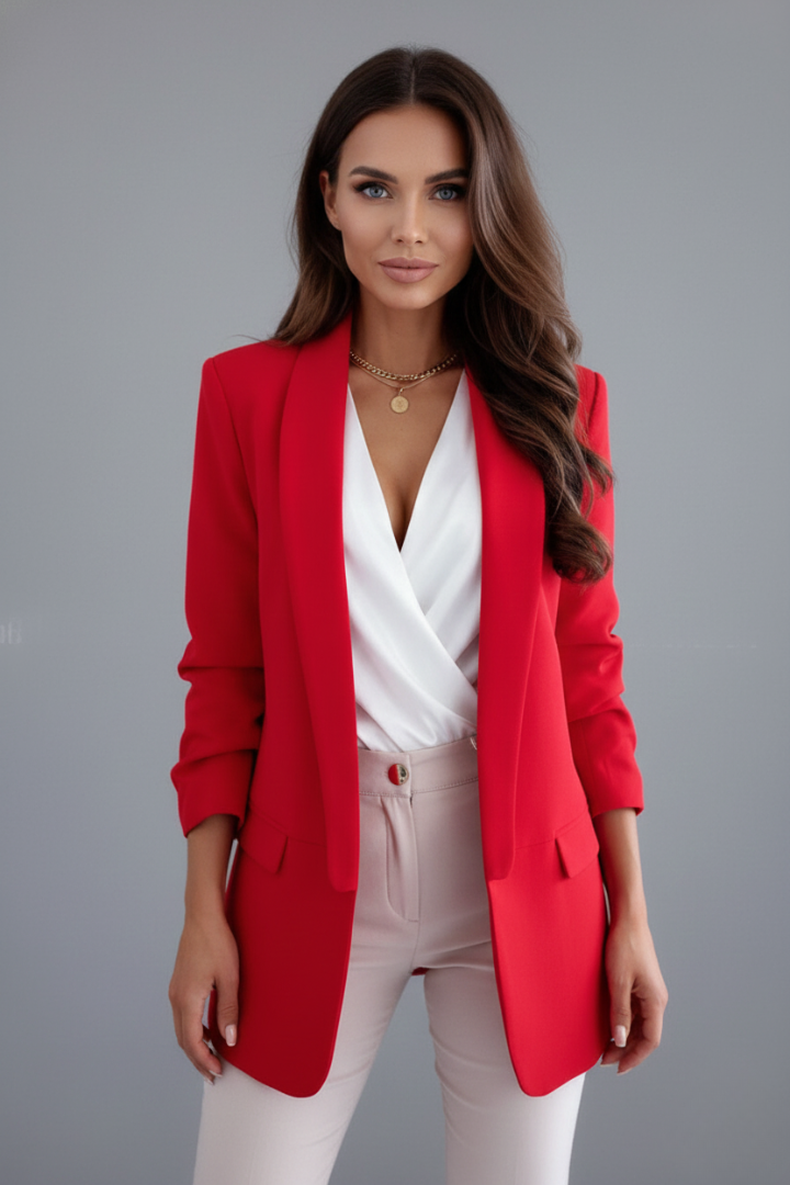 Celeste™ | Elegant Fitted Wrap-Collar Blazer
