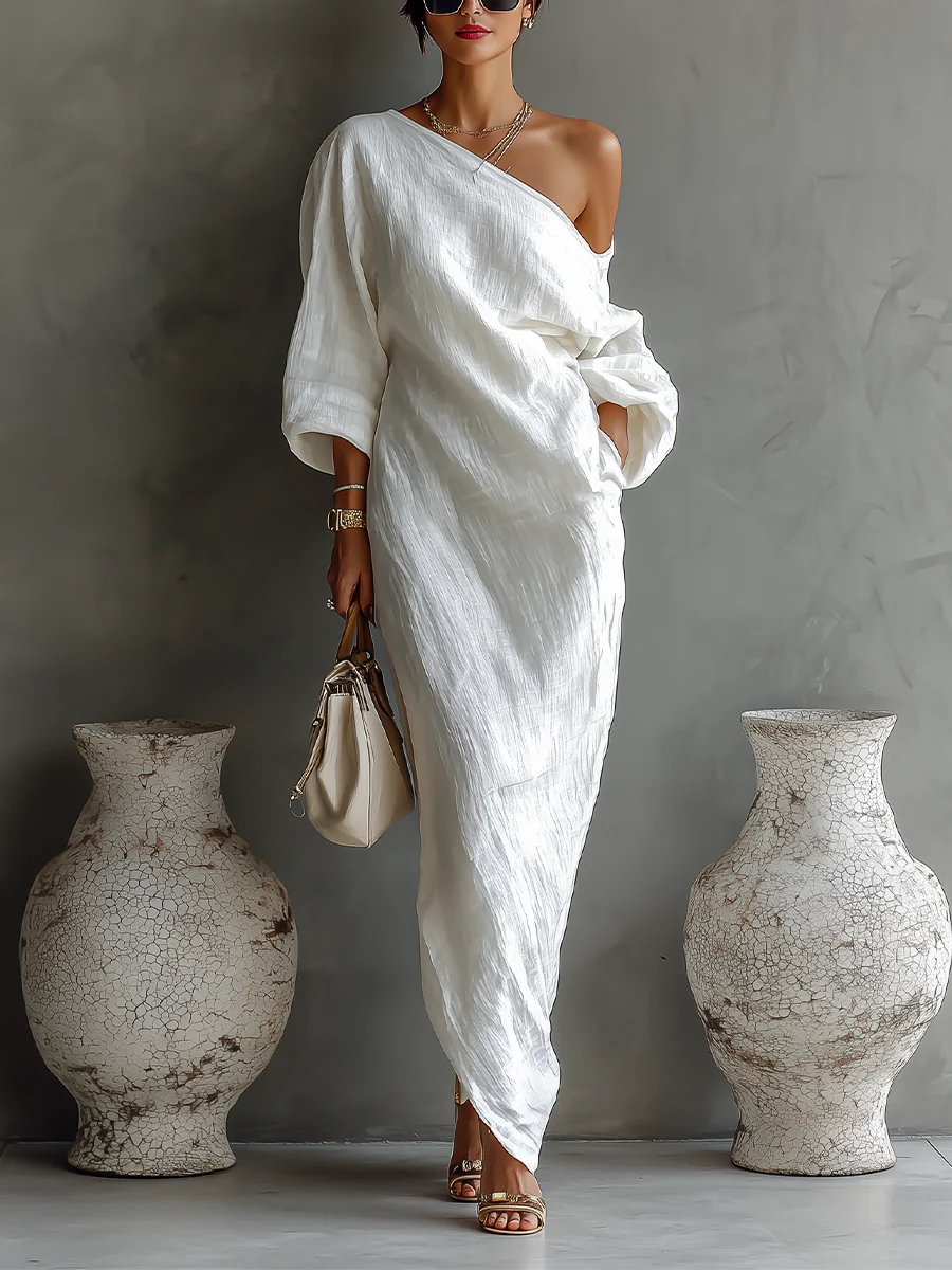 Seraphina™ | One-Shoulder Linen Maxi Dress
