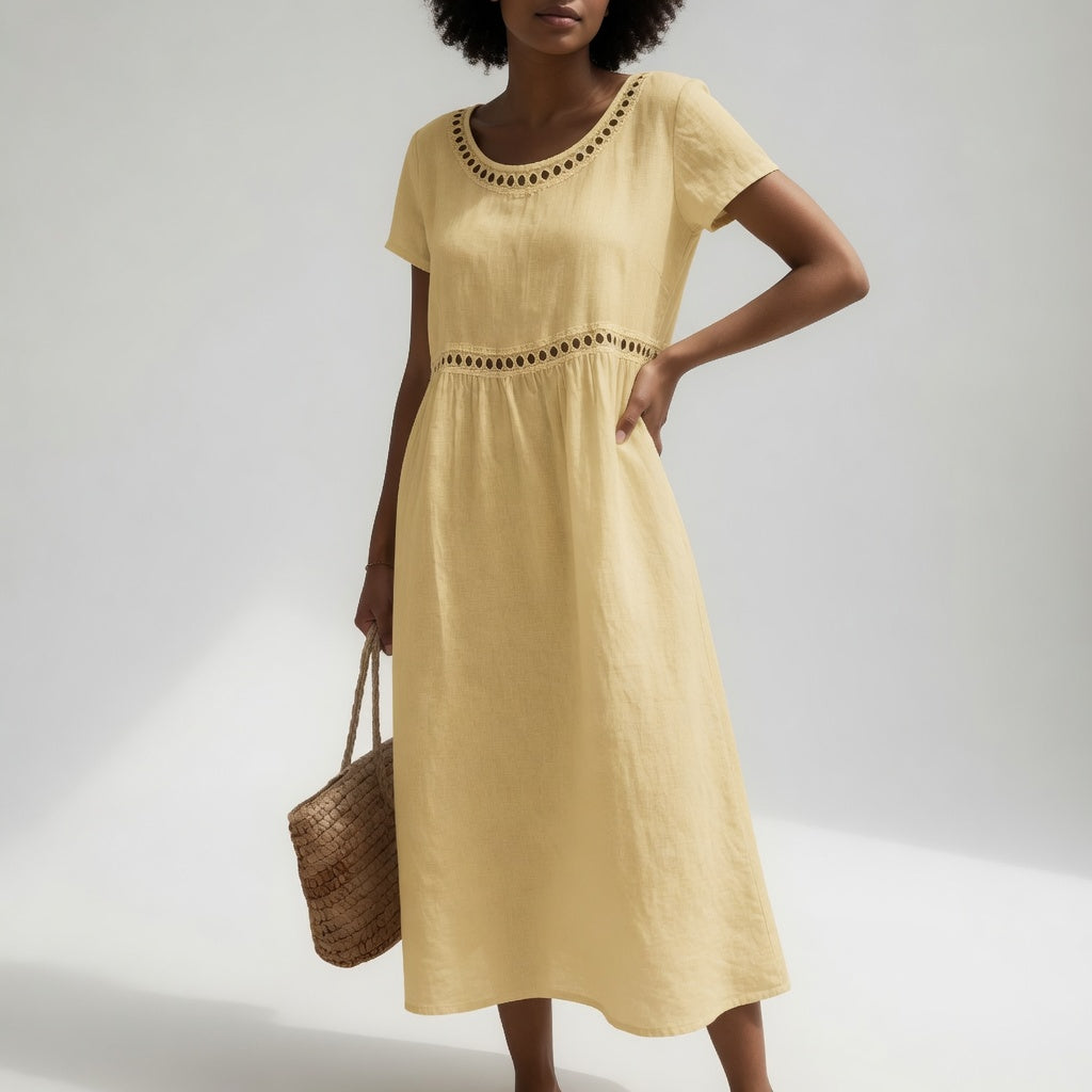 Rosemary™ | Classic Linen Pocket Midi Dress