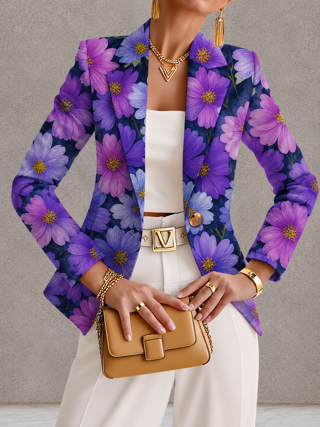 Violetta™ | Purple Cosmos Floral Tailored Blazer