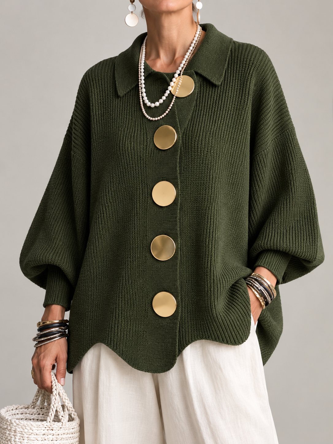 Ardelle™ | Oversized Collared Button Cardigan