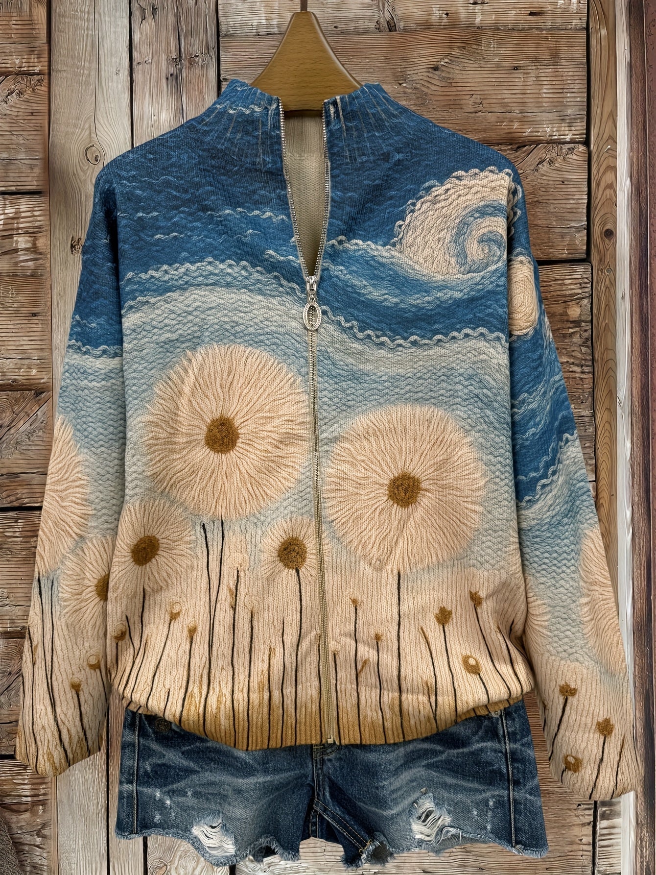 Cecilia™ | Coastal Wildflower Zip Cardigan