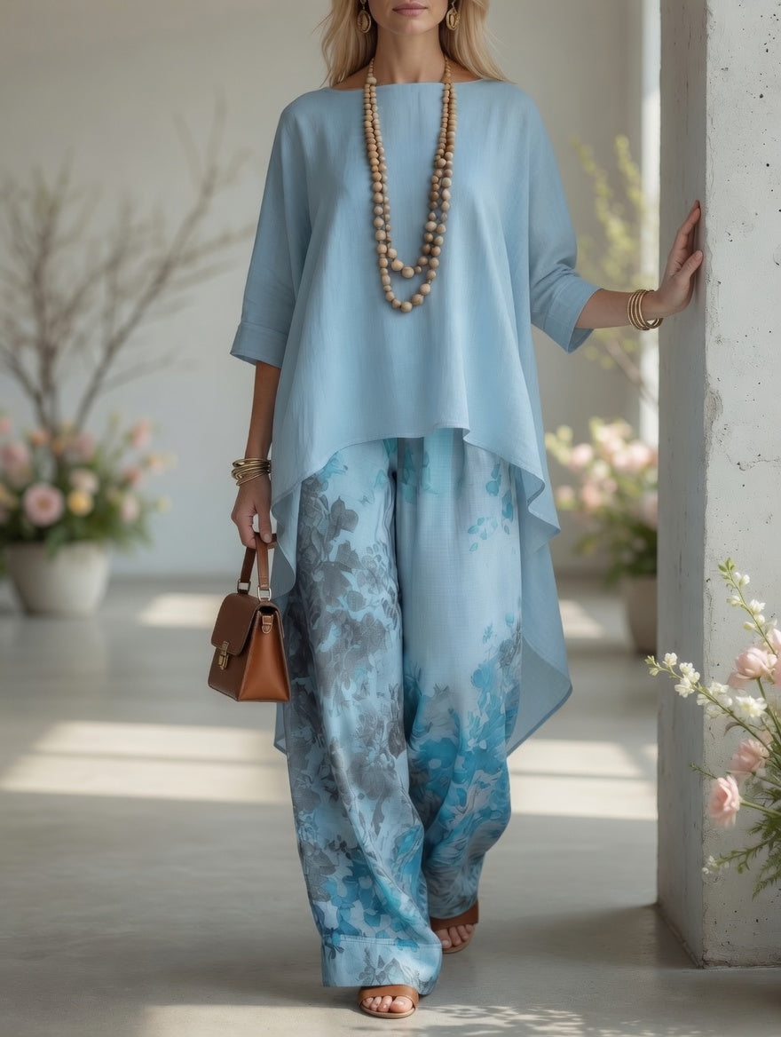 Carmen™ | Flowing High-Low Tunic & Floral Pants Set