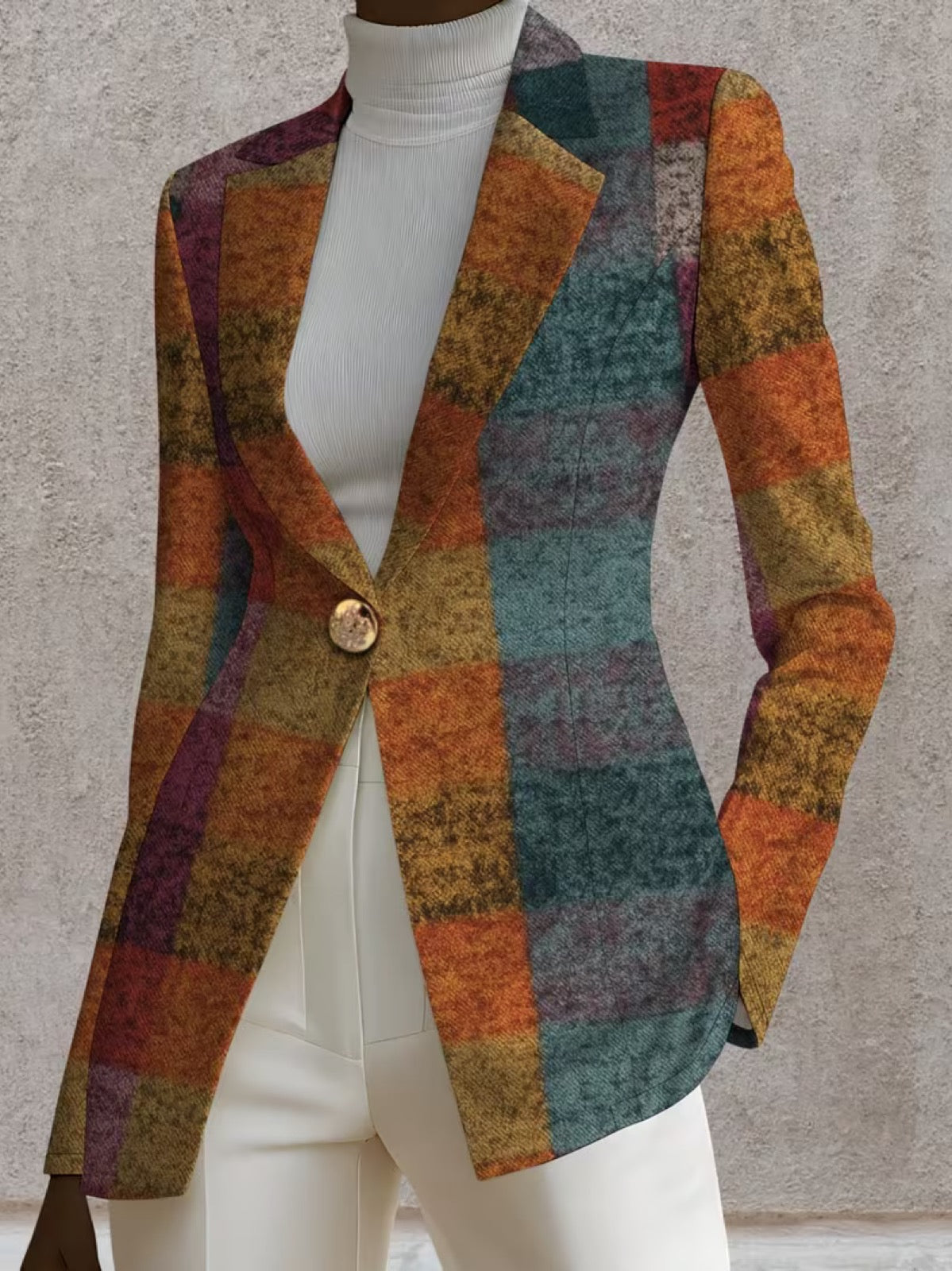 Amandine™ | Autumn Plaid Tailored Blazer