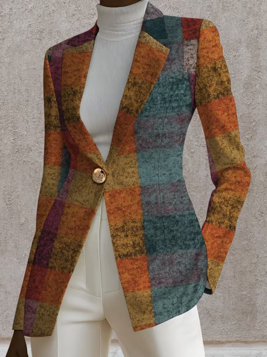 Amandine™ | Autumn Plaid Tailored Blazer