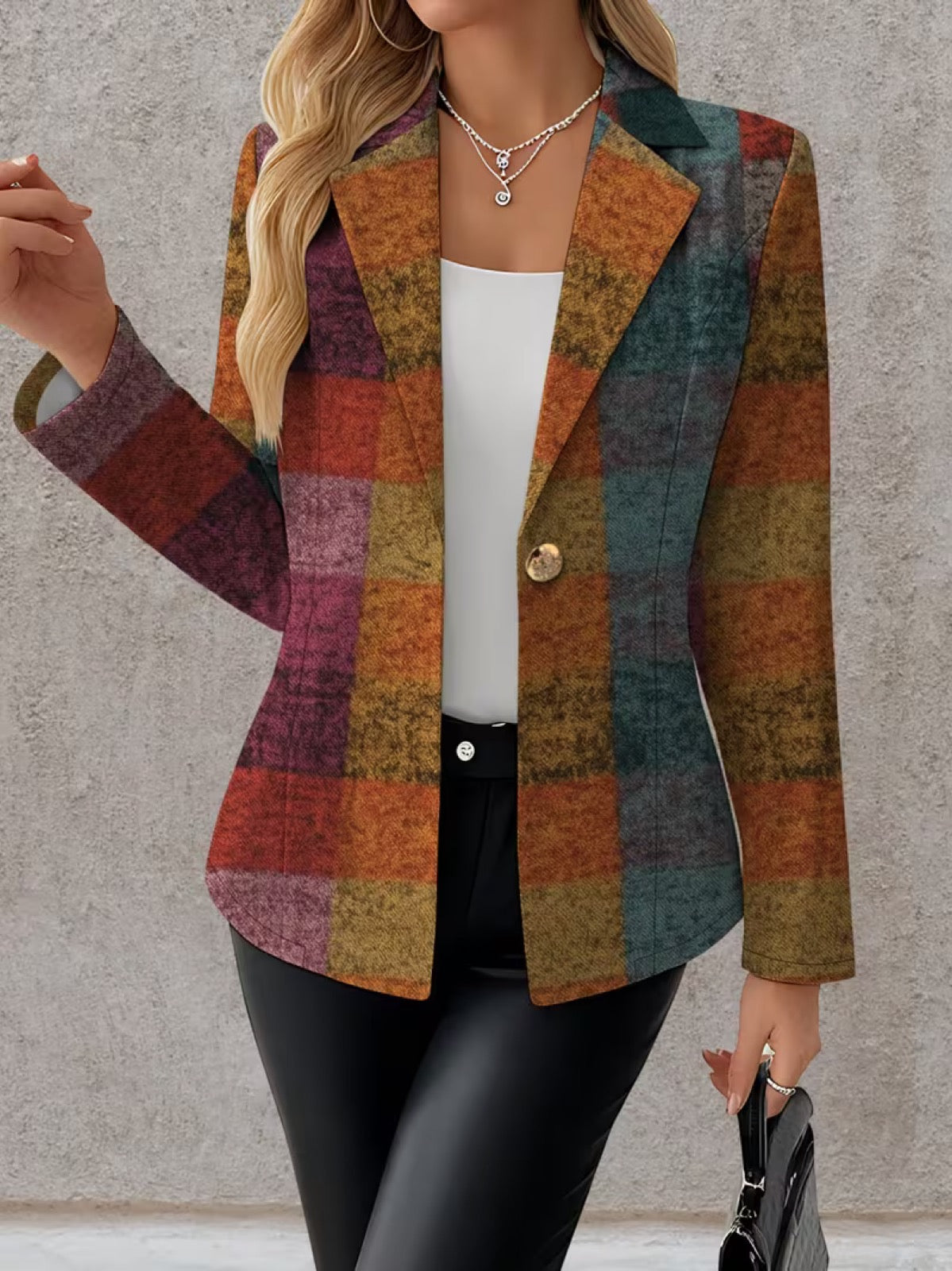 Amandine™ | Autumn Plaid Tailored Blazer