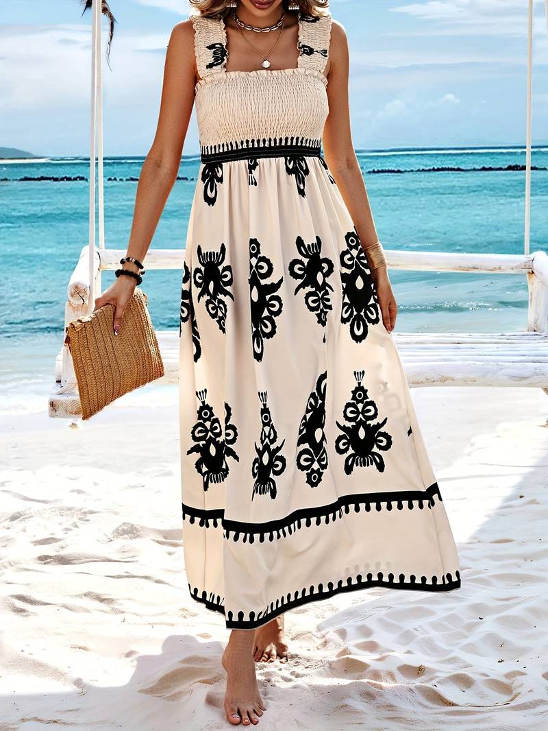 Adelina™ | Embroidered Smocked Maxi Dress