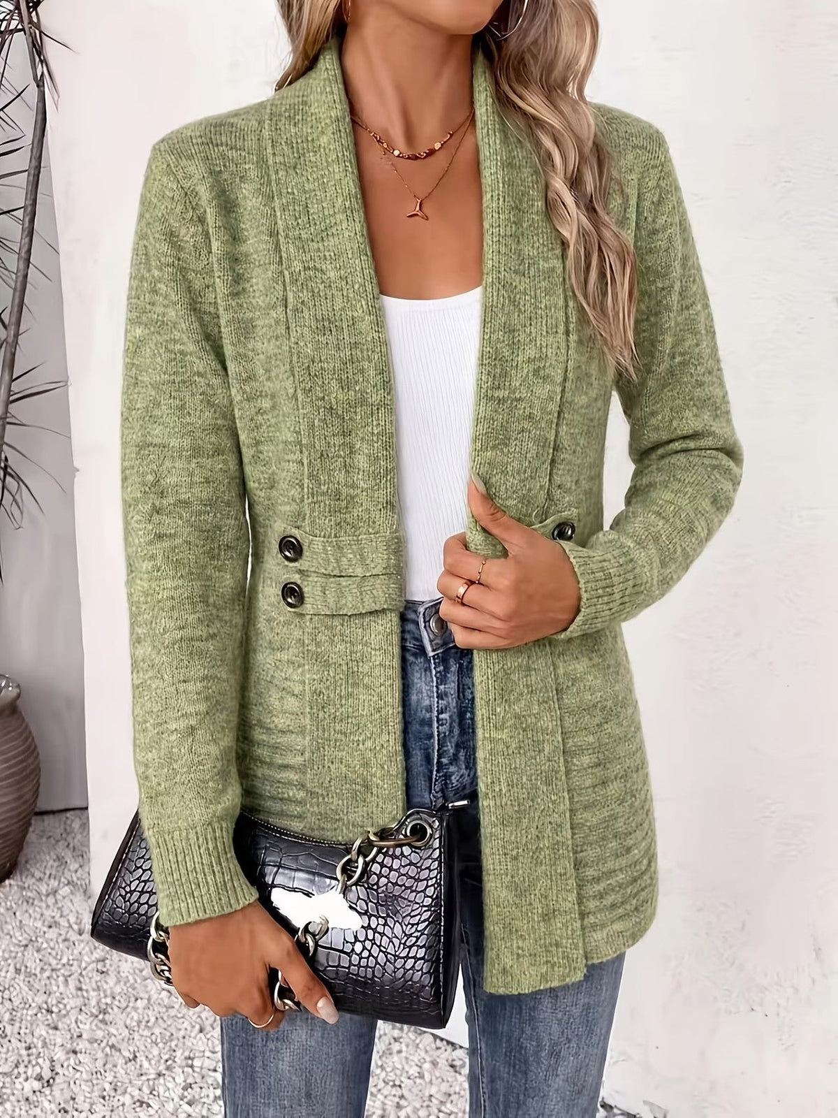 Tessa™ | Ribbed Button-Tab Longline Cardigan