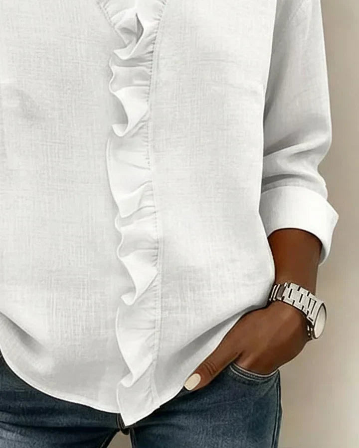 Lenora™ | Soft Ruffle Neckline Blouse