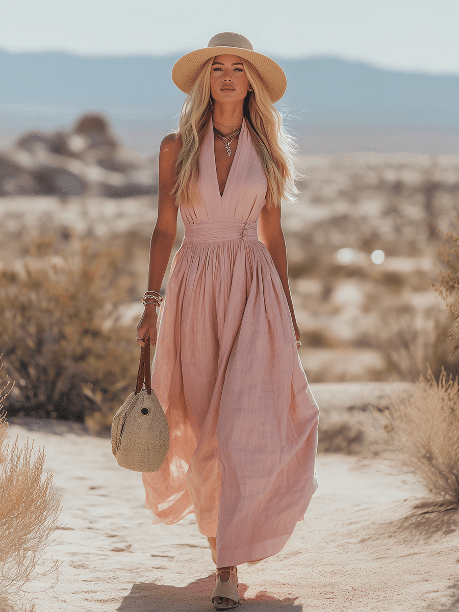 Aviana™ | Airy Cotton-Linen Resort Dress