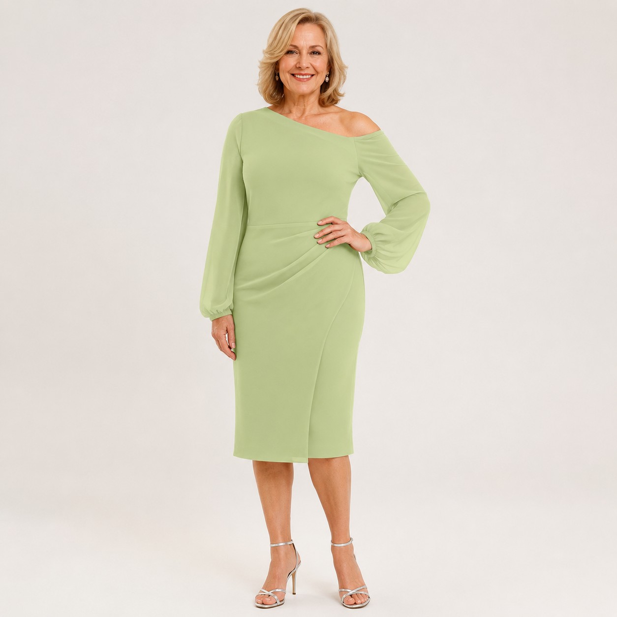 Donna™ | Asymmetric Elegance Midi Dress