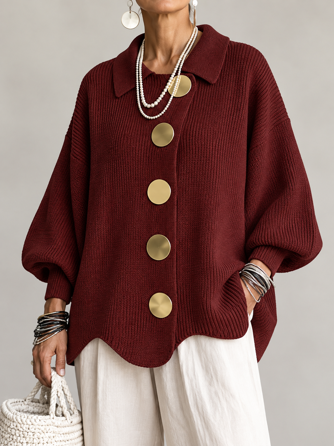 Ardelle™ | Oversized Collared Button Cardigan