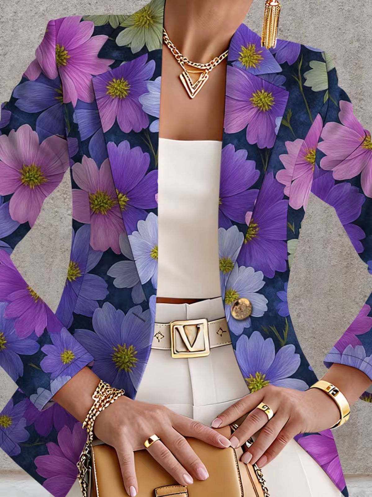 Violetta™ | Purple Cosmos Floral Tailored Blazer