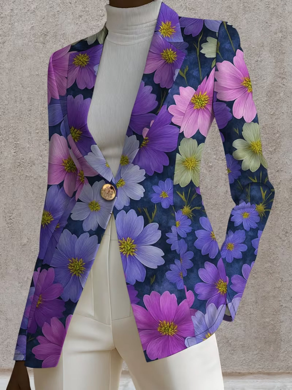 Violetta™ | Purple Cosmos Floral Tailored Blazer