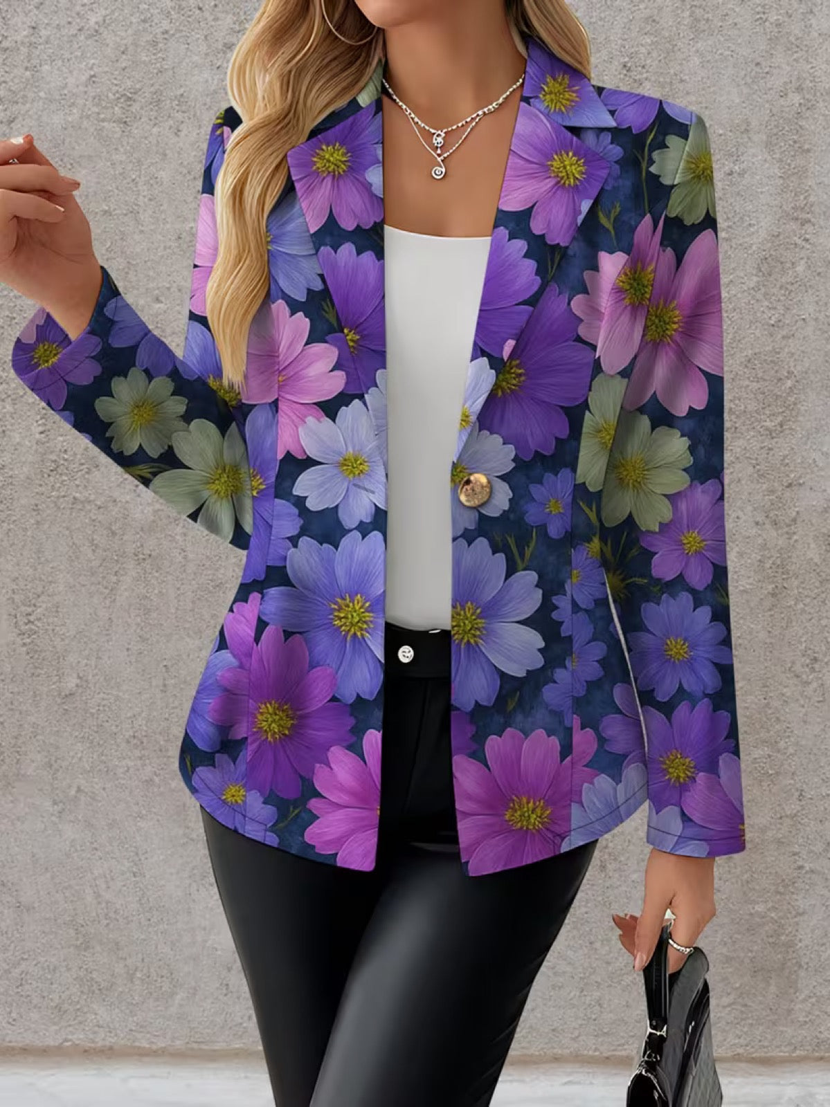 Violetta™ | Purple Cosmos Floral Tailored Blazer