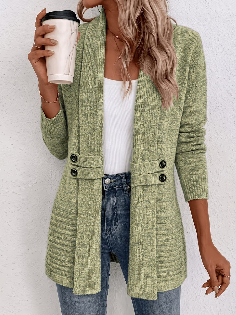 Tessa™ | Ribbed Button-Tab Longline Cardigan