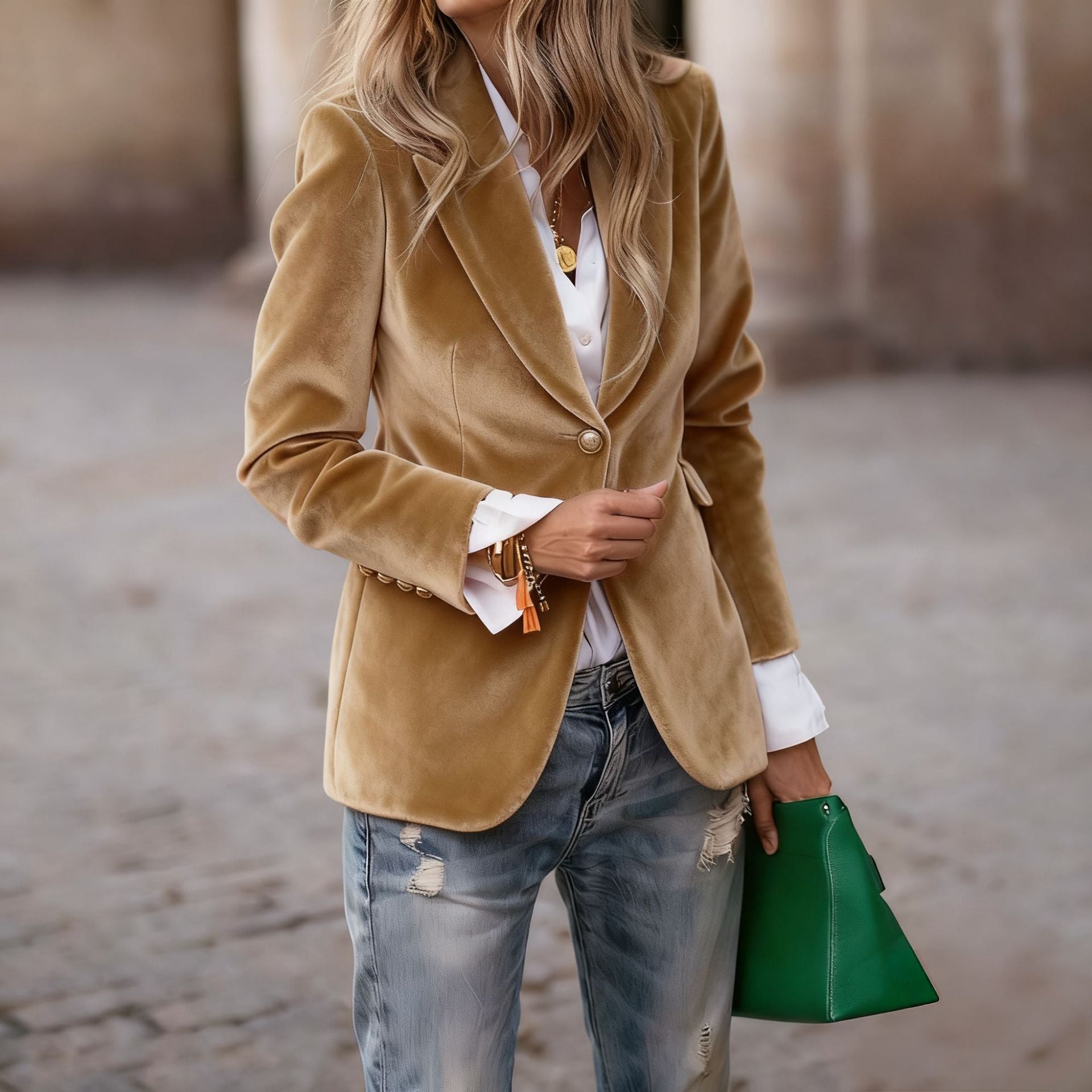 Geneva™ | Elegant Fitted Velvet Tailored Blazer