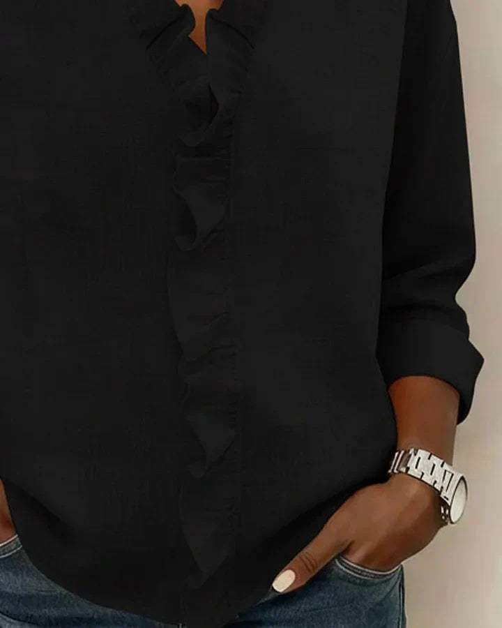Lenora™ | Soft Ruffle Neckline Blouse