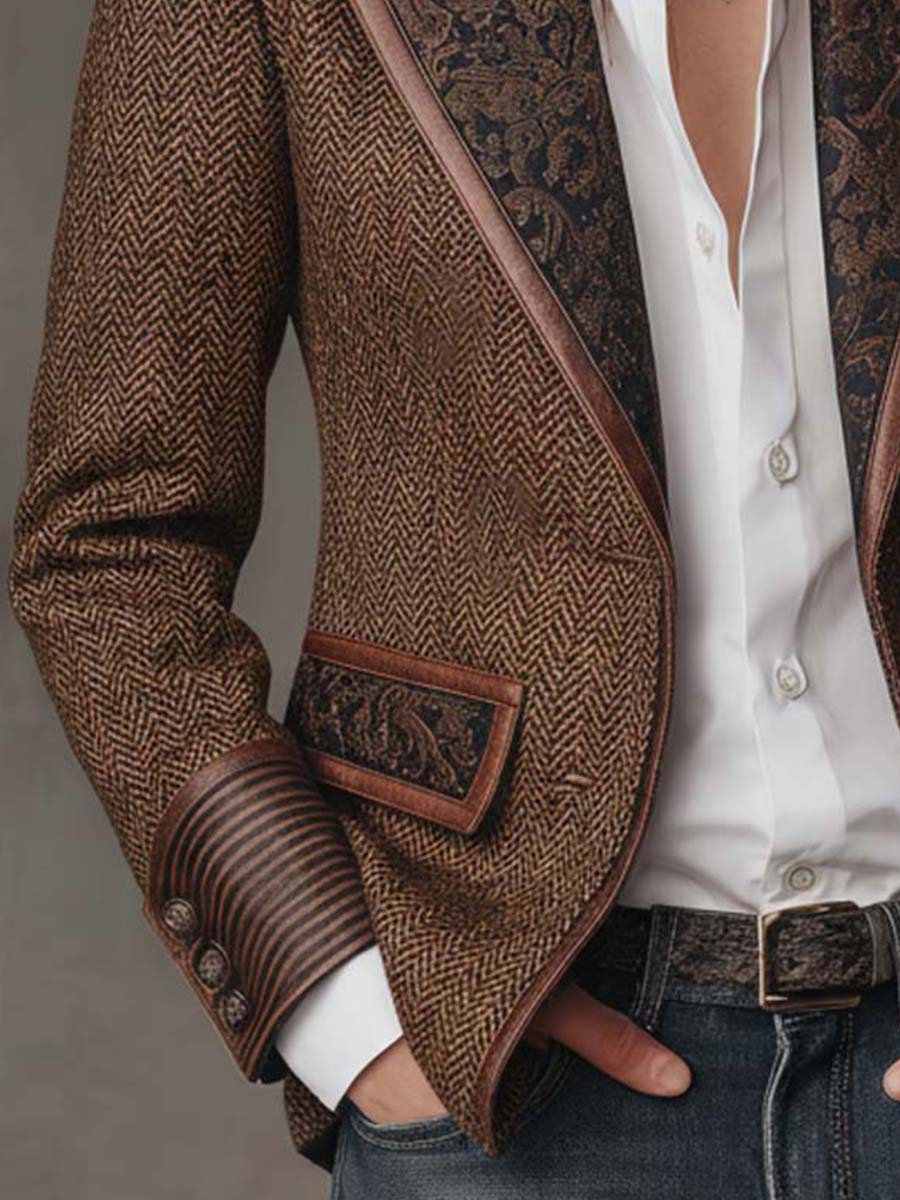 Bernadette™ | Heritage Herringbone Embroidered Lapel Blazer