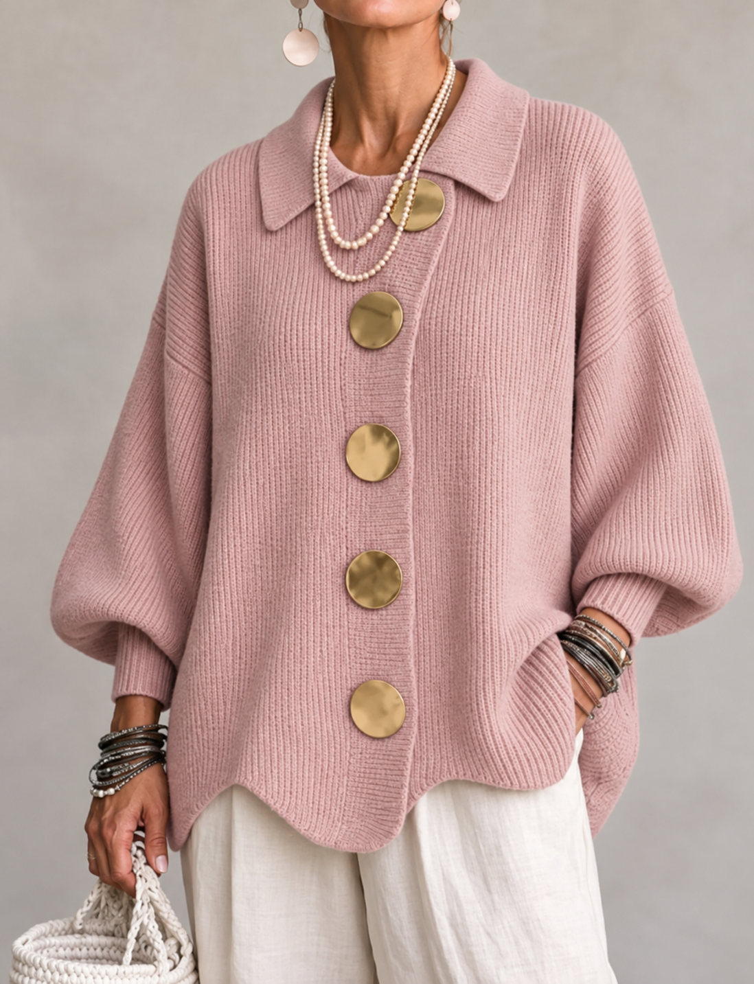 Ardelle™ | Oversized Collared Button Cardigan