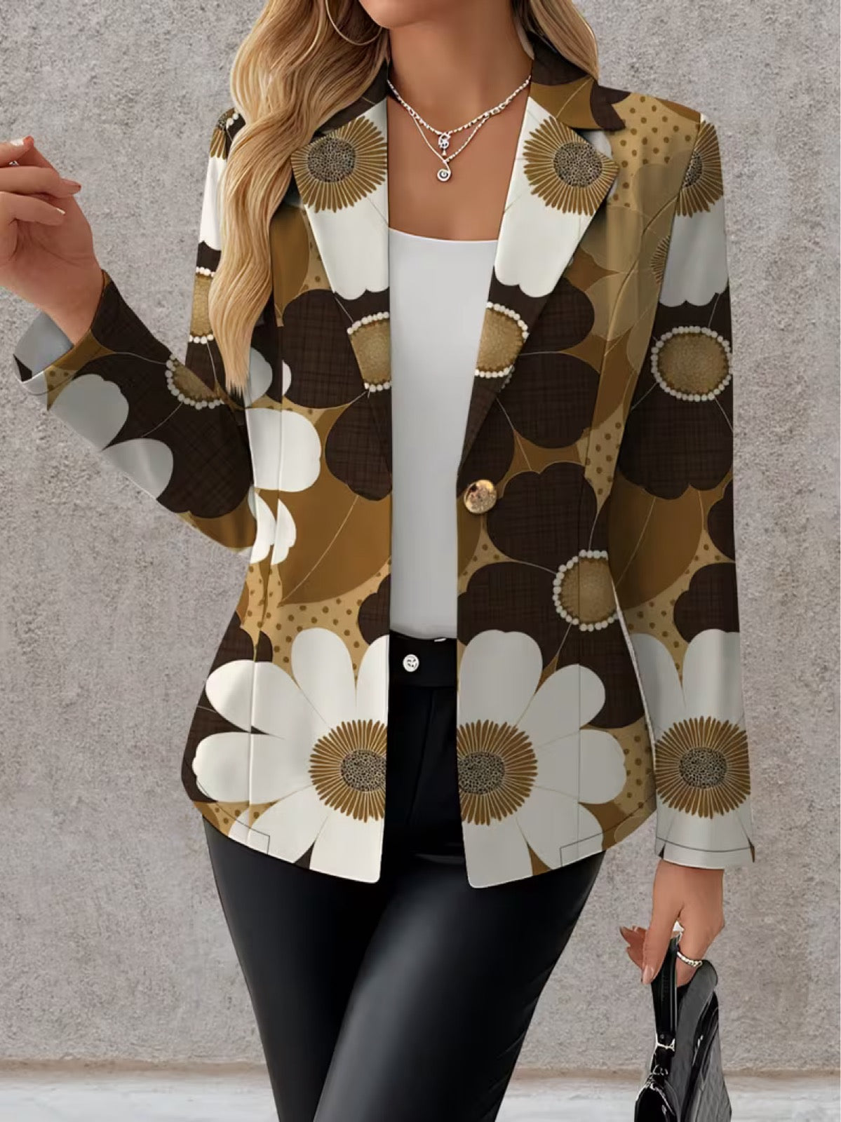 Rosevelle™ | Retro Medallion Print Tailored Blazer