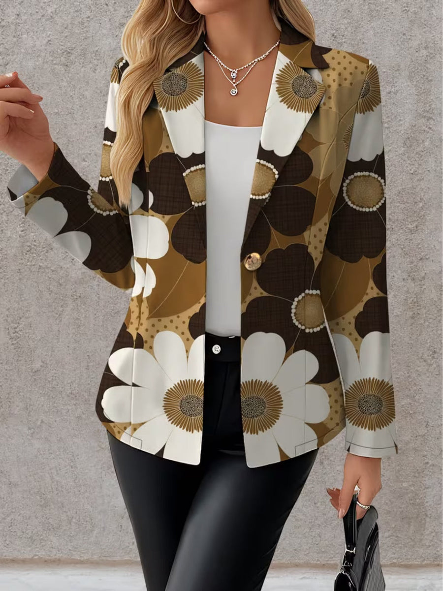 Rosevelle™ | Retro Medallion Print Tailored Blazer