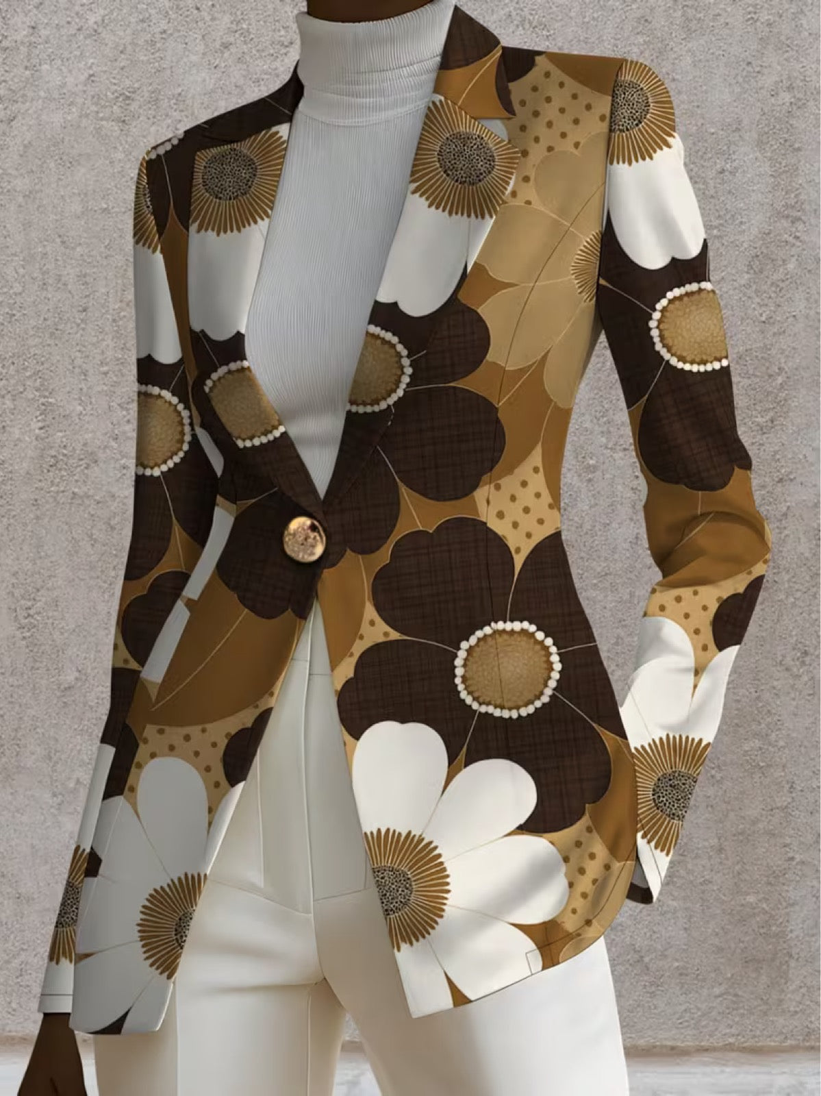 Rosevelle™ | Retro Medallion Print Tailored Blazer